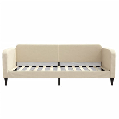 Slaapbank S Stof 100 x 200 cm Crème met onderschuifbed en lade
