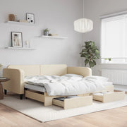 Slaapbank met onderschuifbed 100x200 cm crème