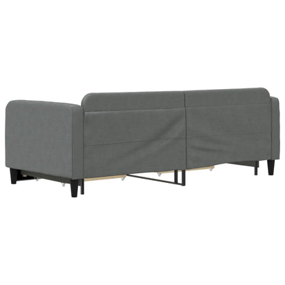 Slaapbank Onderschuifbed En Lades Stof 90 x 190 cm Donkergrijs met onderschuifbed en lade