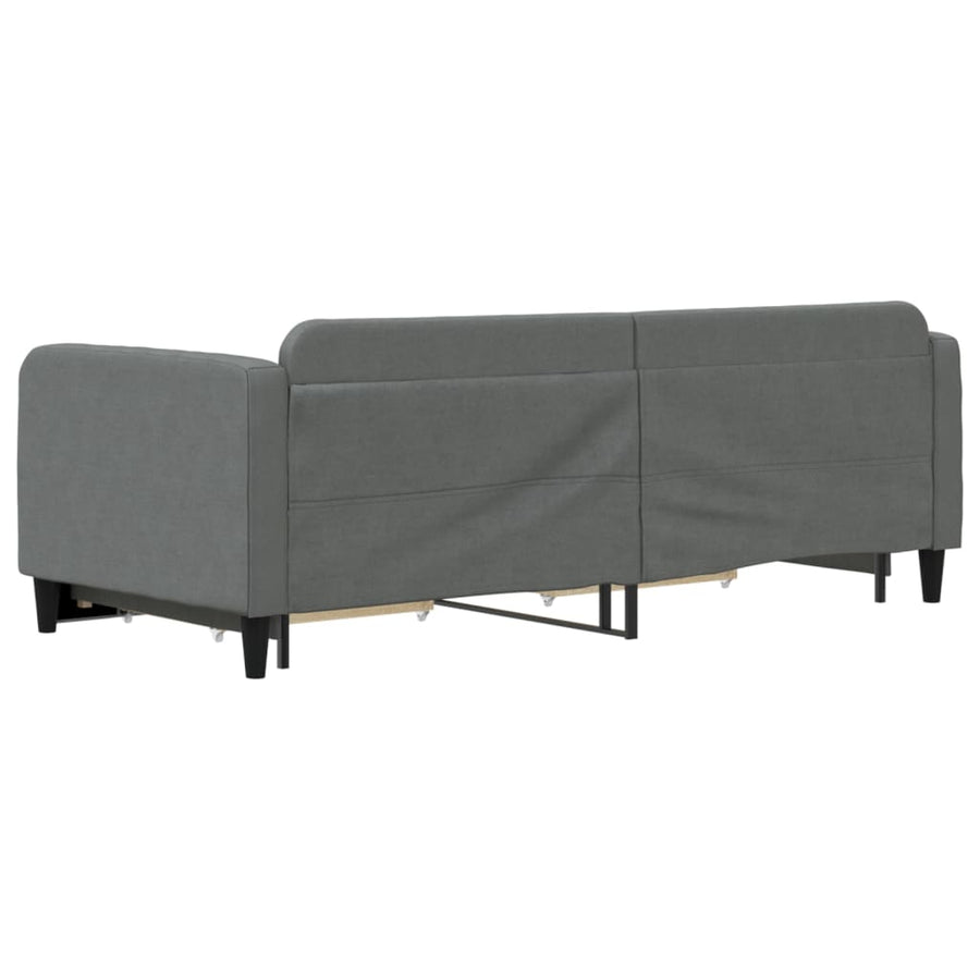 Slaapbank Onderschuifbed En Lades Stof 90 x 190 cm Donkergrijs met onderschuifbed en lade