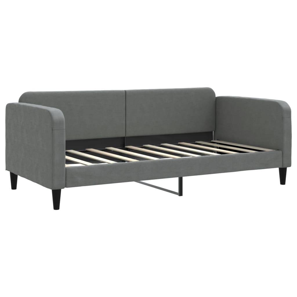 Slaapbank Onderschuifbed En Lades Stof 90 x 190 cm Donkergrijs met onderschuifbed en lade