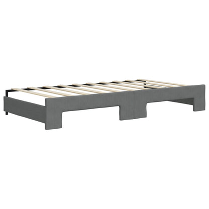 Slaapbank Onderschuifbed En Lades Stof 90 x 190 cm Donkergrijs met onderschuifbed en lade