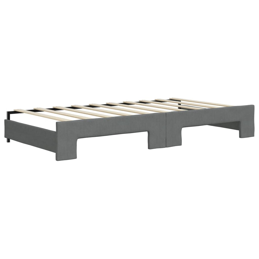 Slaapbank Onderschuifbed En Lades Stof 90 x 190 cm Donkergrijs met onderschuifbed en lade