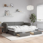 Slaapbank onderschuifbed lades 90x190 cm stof donkergrijs