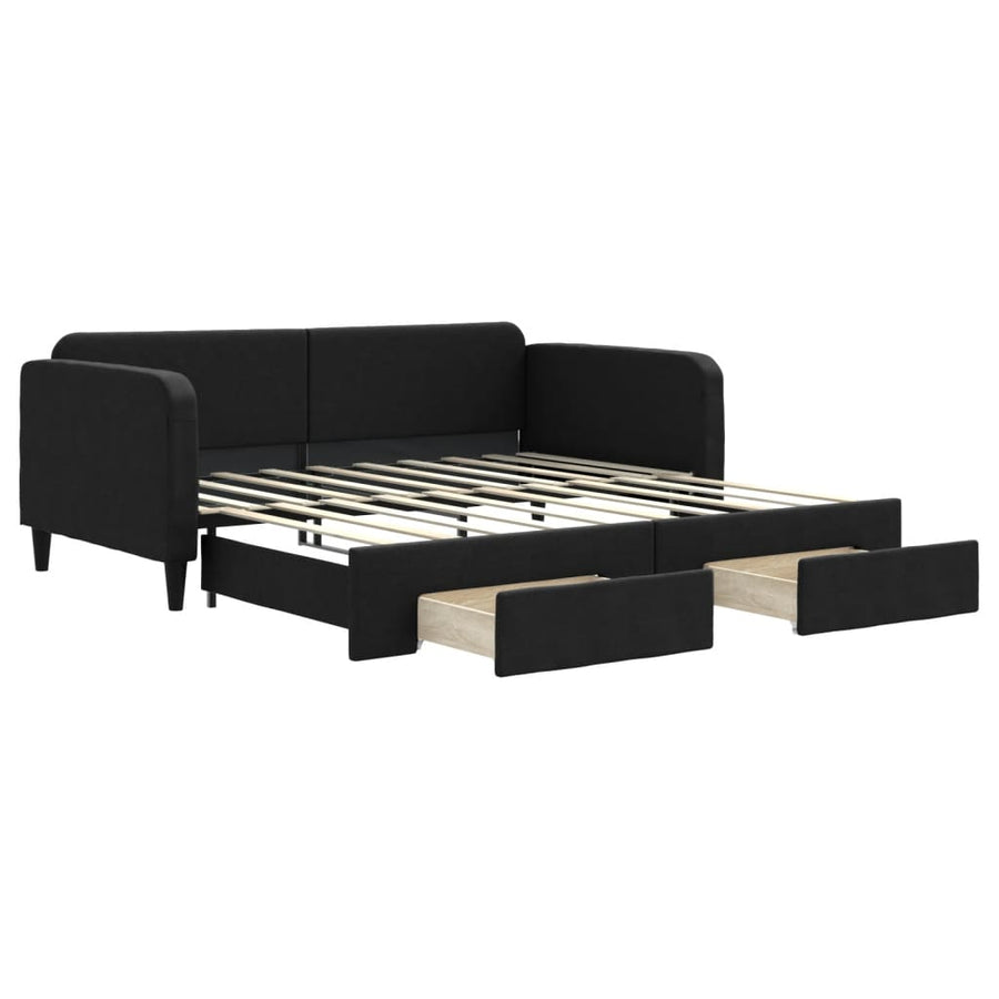 Slaapbank Met Onderschuifbed En Lades Stof 90 x 190 cm