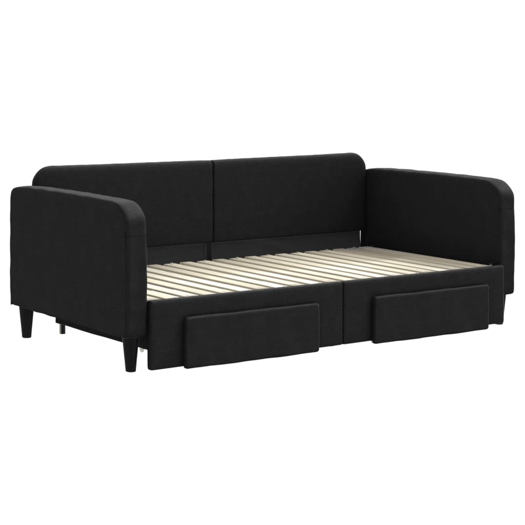 Slaapbank Met Onderschuifbed En Lades Stof 90 x 190 cm