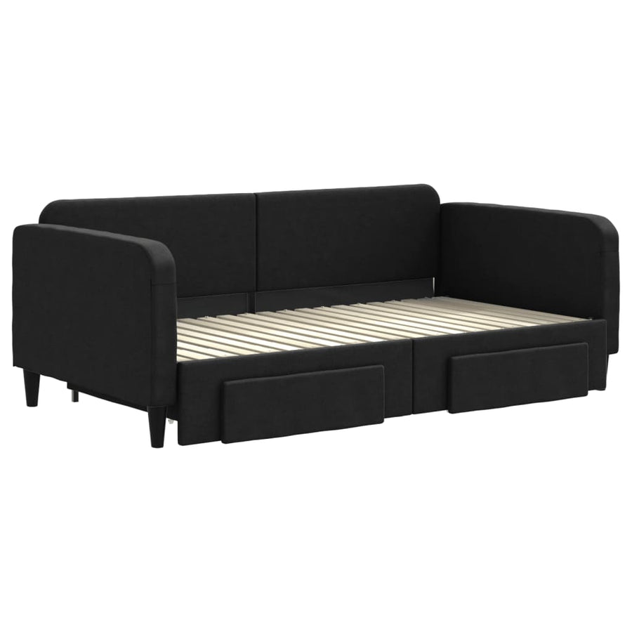 Slaapbank Met Onderschuifbed En Lades Stof 90 x 190 cm