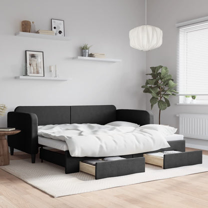 Slaapbank Met Onderschuifbed En Lades Stof 90 x 190 cm