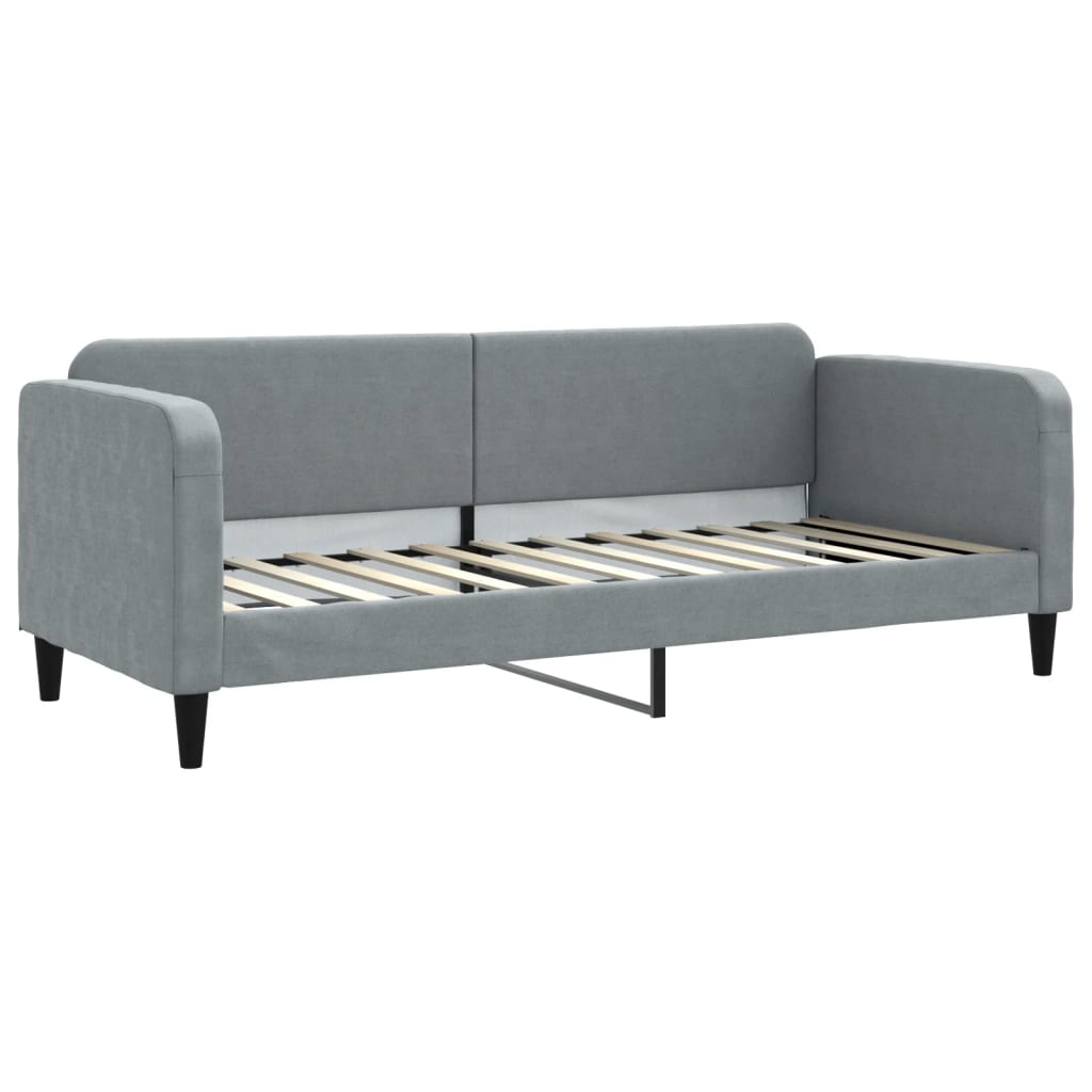 Slaapbank Met Onderschuifbed En Lades Stof 80 x 200 cm Lichtgrijs met onderschuifbed en lade en matras