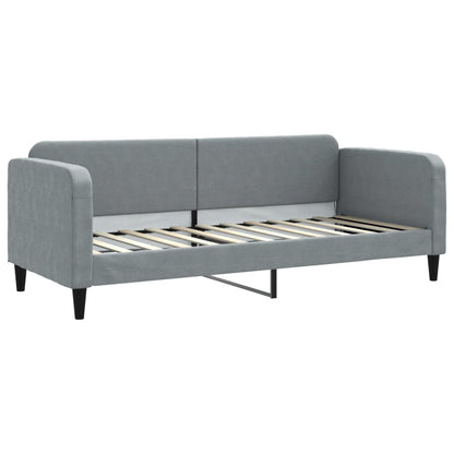 Slaapbank Met Onderschuifbed En Lades Stof 80 x 200 cm Lichtgrijs met onderschuifbed en lade en matras