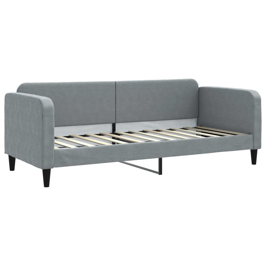 Slaapbank Met Onderschuifbed En Lades Stof 80 x 200 cm Lichtgrijs met onderschuifbed en lade en matras