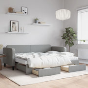 Slaapbank onderschuifbed lades 80x200 cm lichtgrijs
