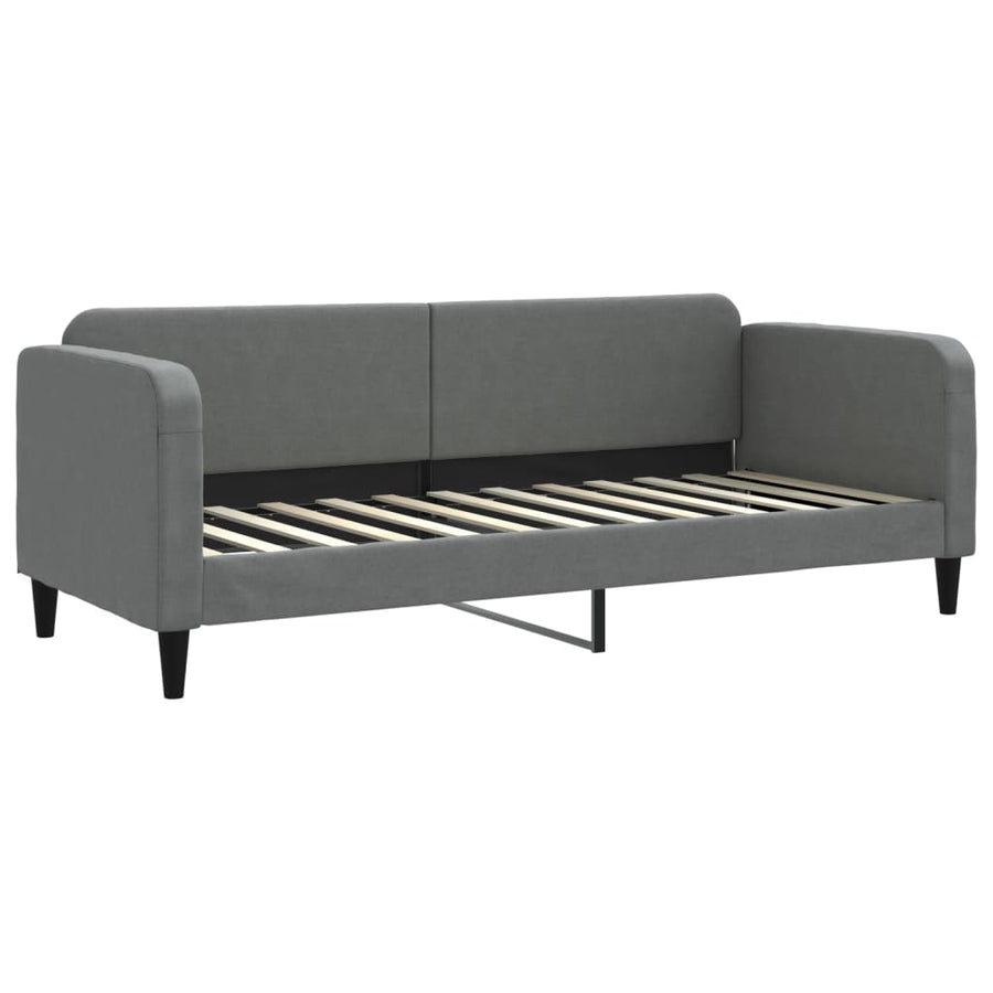 Slaapbank Onderschuifbed En Lades Stof 80 x 200 cm Donkergrijs met onderschuifbed en lade en matras