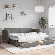Slaapbank onderschuifbed lades 80x200 cm donkergrijs