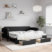 Slaapbank met onderschuifbed en lades 80x200 cm zwart