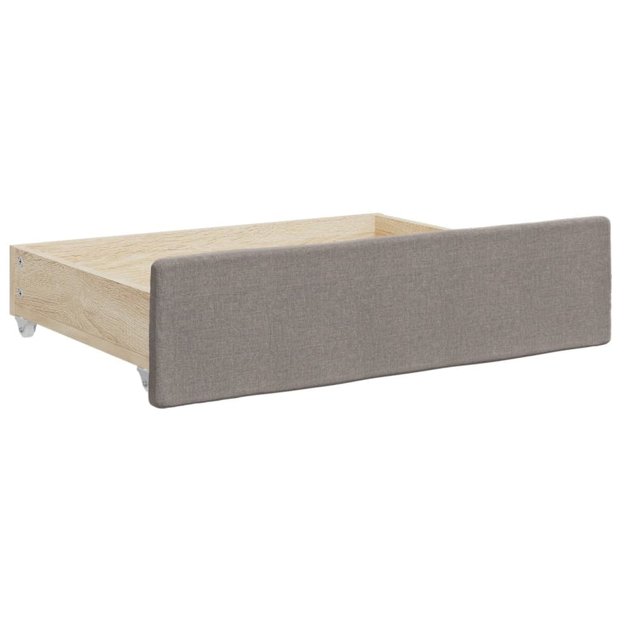 Slaapbank Met Onderschuifbed En Lades Stof 80 x 200 cm Taupe met onderschuifbed en lade en matras