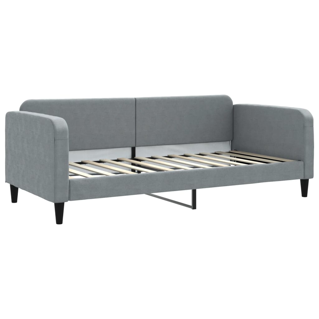 Slaapbank Met Onderschuifbed En Lades Stof 90 x 200 cm Lichtgrijs met onderschuifbed en lade en matras