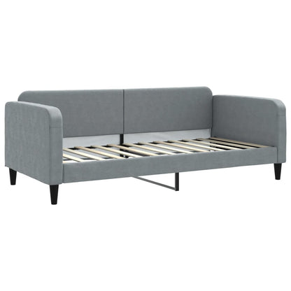 Slaapbank Met Onderschuifbed En Lades Stof 90 x 200 cm Lichtgrijs met onderschuifbed en lade en matras