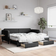 Slaapbank met onderschuifbed en lades 90x200 cm zwart