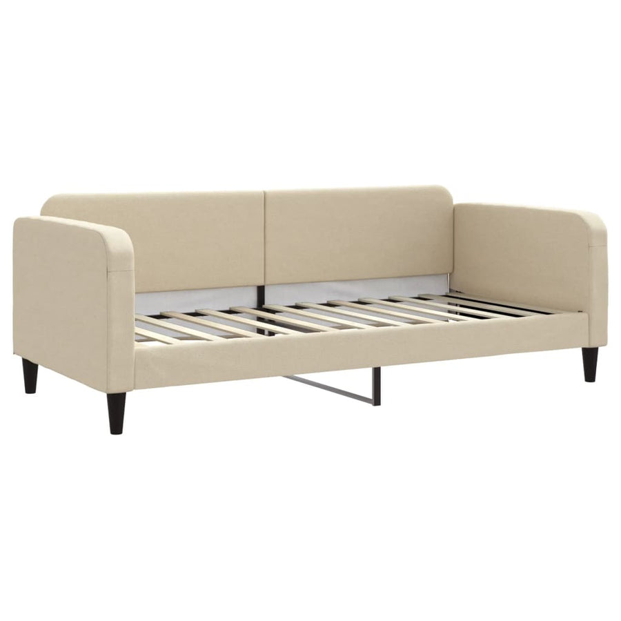 Slaapbank Met Onderschuifbed En Lades Stof Kleur 90 x 200 cm Crème met onderschuifbed en lade en matras