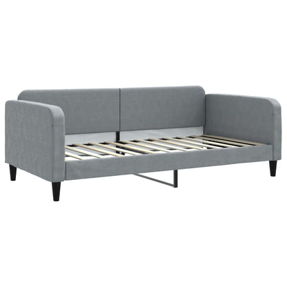 Slaapbank Onderschuifbed En Lades Stof 100 x 200 cm Lichtgrijs met onderschuifbed en lade en matras