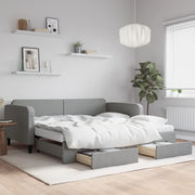 Slaapbank onderschuifbed 100x200 cm stof lichtgrijs