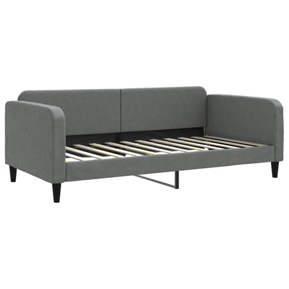Slaapbank Onderschuifbed En Lades Stof 100 x 200 cm Donkergrijs met onderschuifbed en lade en matras