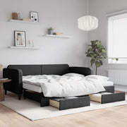 Slaapbank onderschuifbed lades 100x200 cm zwart