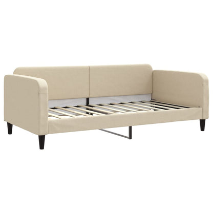 Slaapbank Met Onderschuifbed En Lades Stof 100 x 200 cm Crème met onderschuifbed en lade en matras