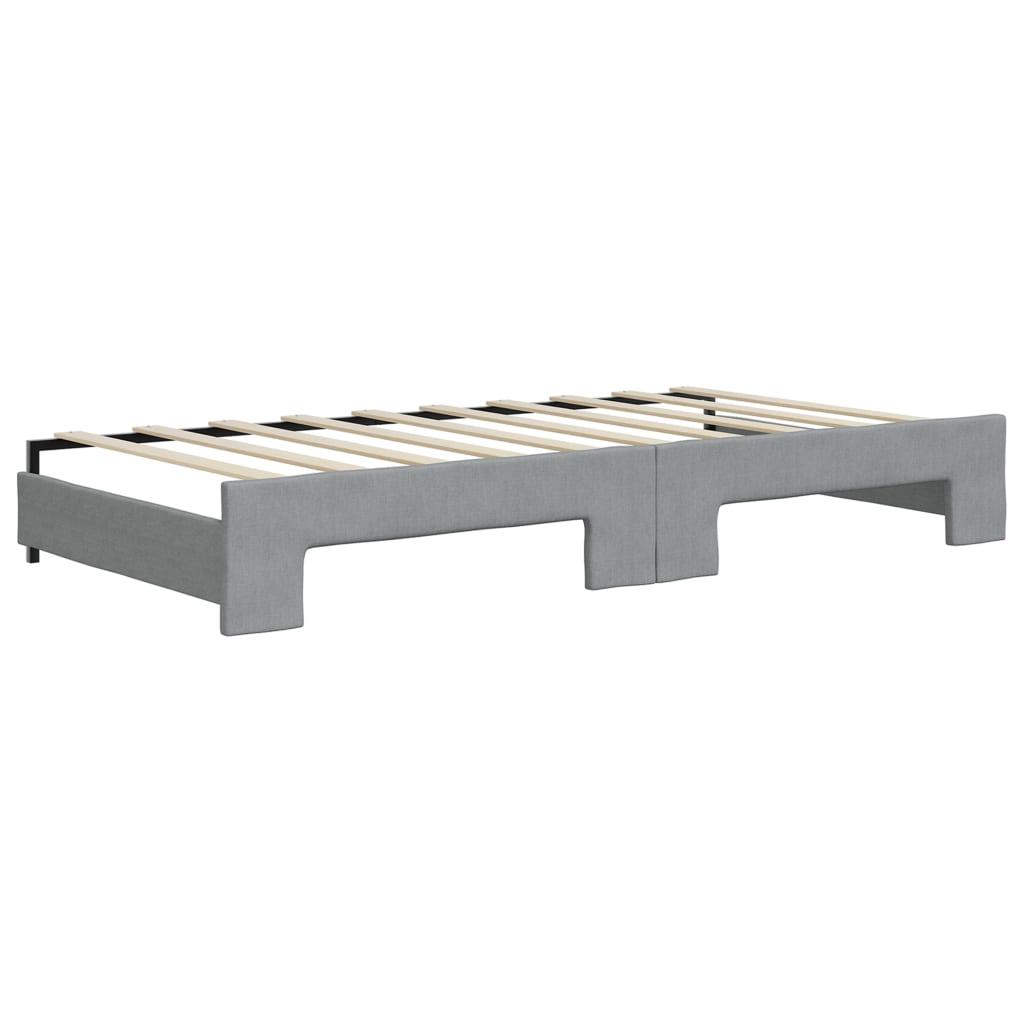 Slaapbank met onderschuifbed en lades 90x190 cm stof lichtgrijs