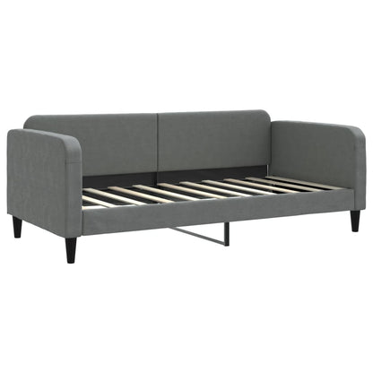 Slaapbank Onderschuifbed En Lades Stof 90 x 190 cm Donkergrijs met onderschuifbed en lade en matras