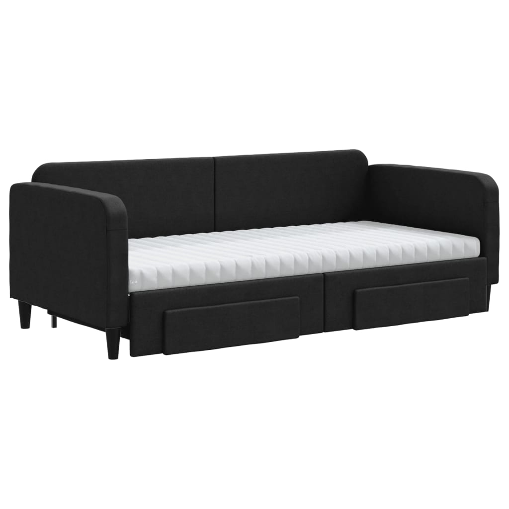 Slaapbank Met Onderschuifbed En Lades Stof 90 x 190 cm