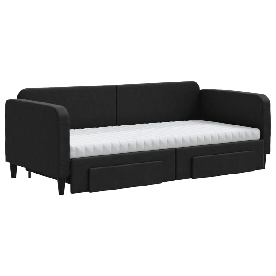 Slaapbank Met Onderschuifbed En Lades Stof 90 x 190 cm