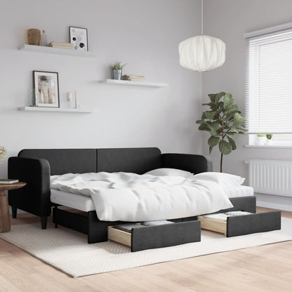 Slaapbank Met Onderschuifbed En Lades Stof 90 x 190 cm