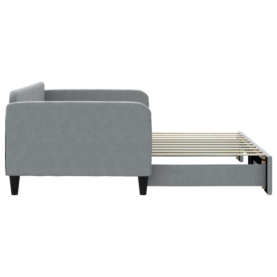 Slaapbank met onderschuifbed 100x190 cm stof lichtgrijs