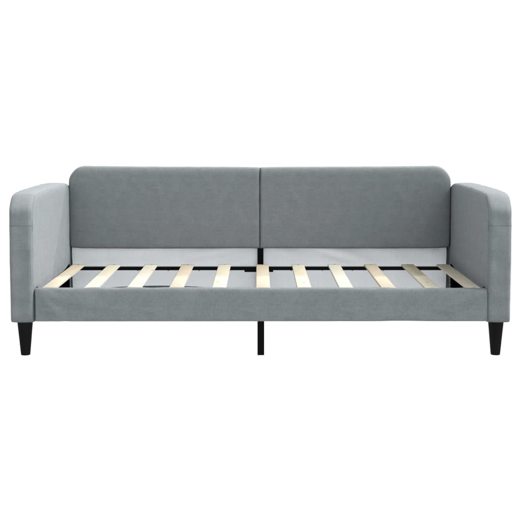 Slaapbank met onderschuifbed 100x190 cm stof lichtgrijs