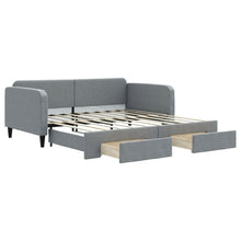 Slaapbank met onderschuifbed lades 100x190 cm stof lichtgrijs