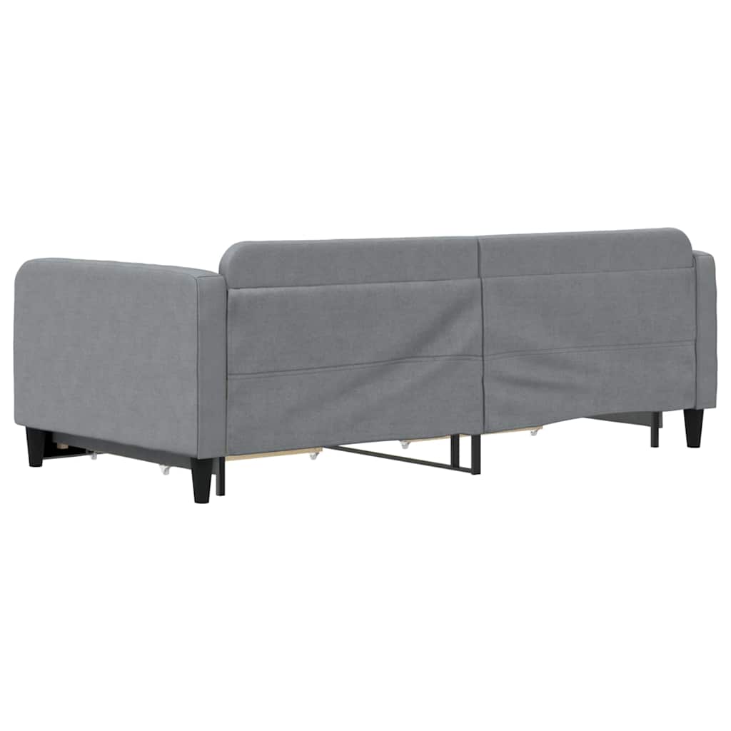 Slaapbank met onderschuifbed lades 100x190 cm stof lichtgrijs