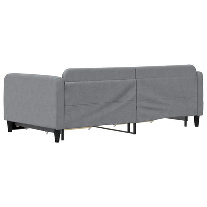 Slaapbank met onderschuifbed lades 100x190 cm stof lichtgrijs