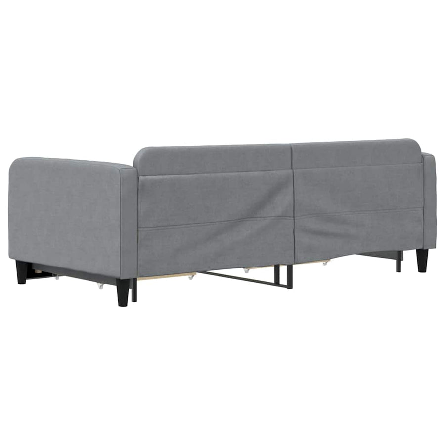 Slaapbank met onderschuifbed lades 100x190 cm stof lichtgrijs