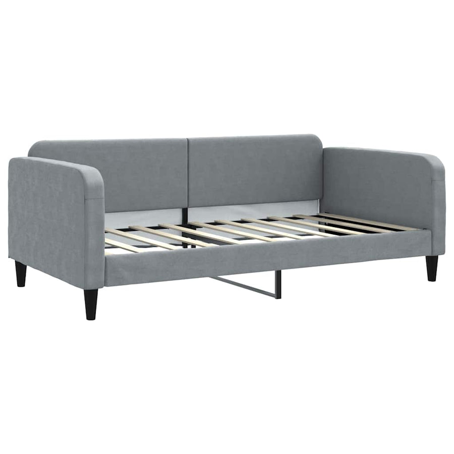 Slaapbank met onderschuifbed lades 100x190 cm stof lichtgrijs