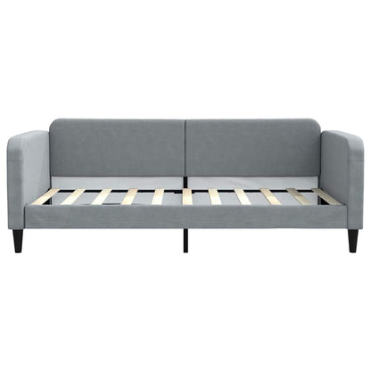 Slaapbank met onderschuifbed lades 100x190 cm stof lichtgrijs
