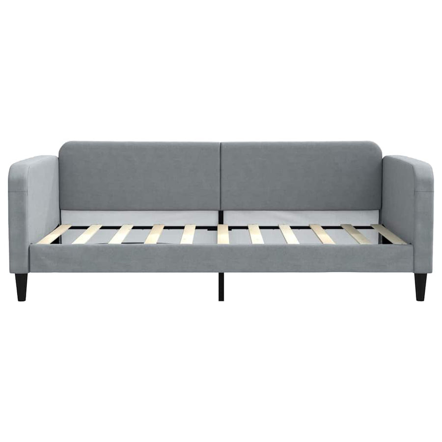 Slaapbank met onderschuifbed lades 100x190 cm stof lichtgrijs