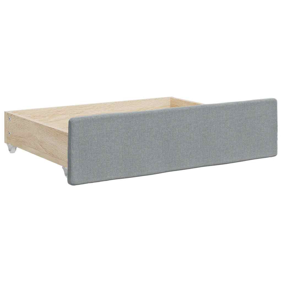 Slaapbank met onderschuifbed lades 100x190 cm stof lichtgrijs
