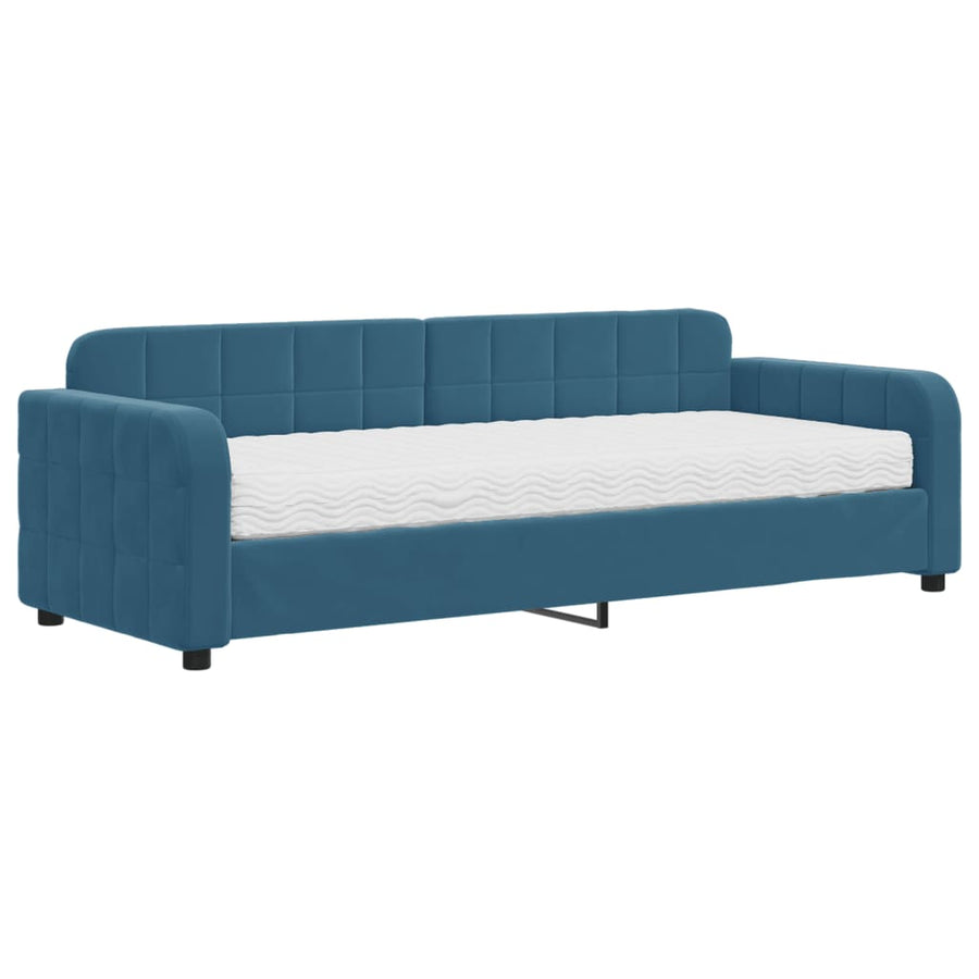 Slaapbank met matras 80x200 cm fluweel blauw 80 x 200 cm Blauw met matras