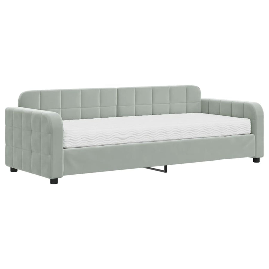 Slaapbank met matras 80x200 cm fluweel lichtgrijs 80 x 200 cm Lichtgrijs met matras