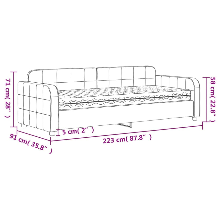 Slaapbank met matras 80x200 cm fluweel lichtgrijs 80 x 200 cm Lichtgrijs met matras