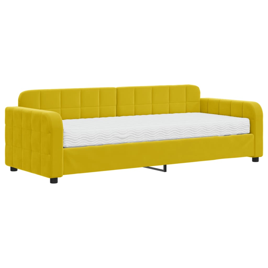 Slaapbank met matras 80x200 cm fluweel geel