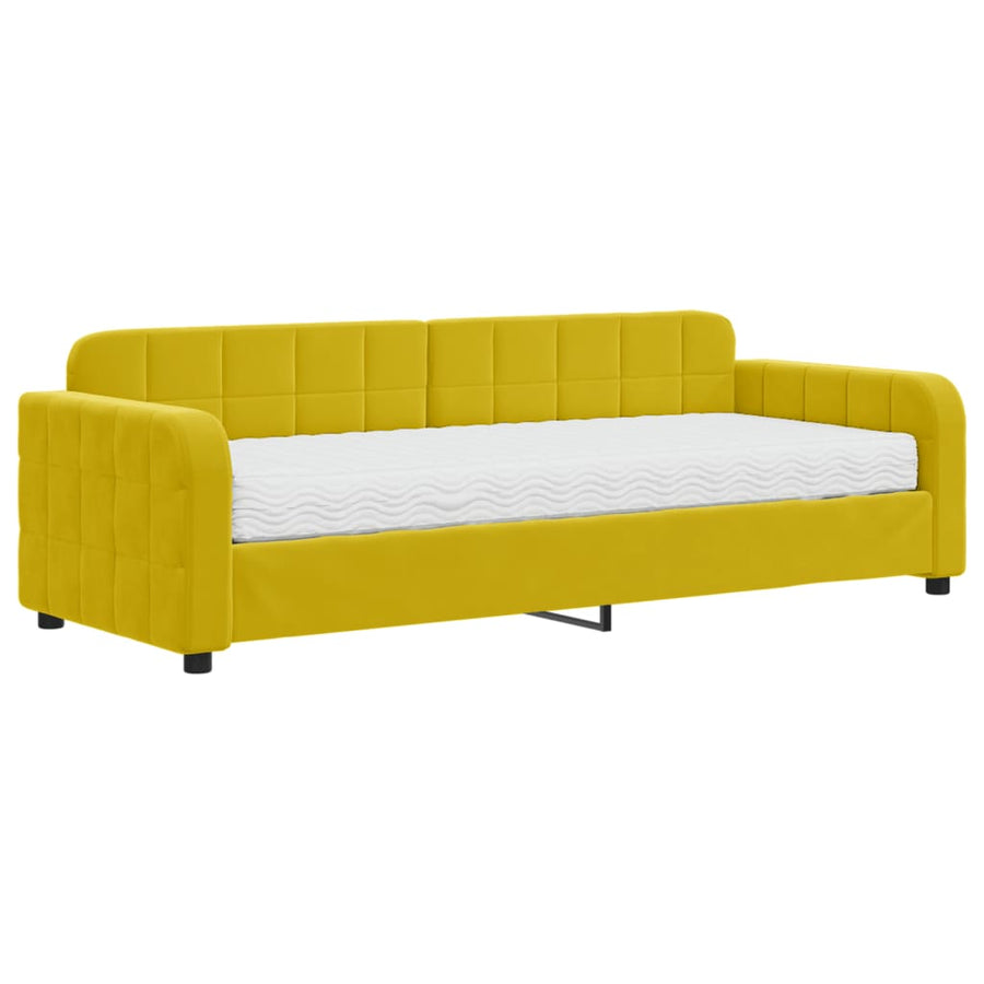 Slaapbank met matras 80x200 cm fluweel geel