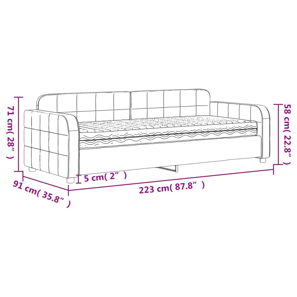 Slaapbank met matras 80x200 cm fluweel geel